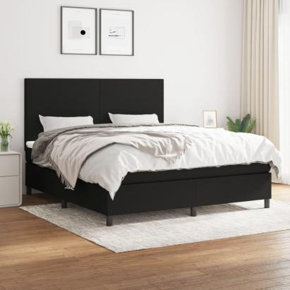 Pat box spring cu saltea, negru, 160x200 cm, textil GartenMobel Dekor