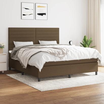 Pat box spring cu saltea, maro închis, 160x200 cm, textil GartenMobel Dekor