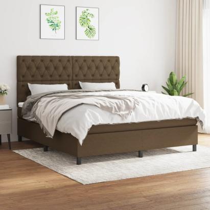 Pat box spring cu saltea, maro închis, 160x200 cm, textil GartenMobel Dekor