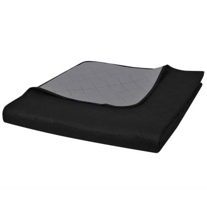 Cuvertură matlasată cu două fețe, negru/gri, 230 x 260 cm GartenMobel Dekor