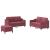 Set canapea cu perne, 3 piese, roșu vin, material textil GartenMobel Dekor
