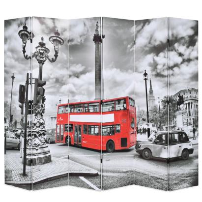 Paravan cameră pliabil, 228x170 cm, imprimeu autobuz, negru/alb GartenMobel Dekor
