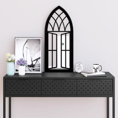 Oglindă,negru, 70x30 cm,fier, pentru utilizare în interior GartenMobel Dekor