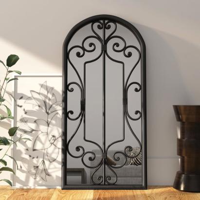 Oglindă,negru, 100x45 cm,fier, pentru utilizare în interior GartenMobel Dekor
