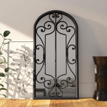 Oglindă,negru, 70x30 cm,fier, pentru utilizare în interior GartenMobel Dekor