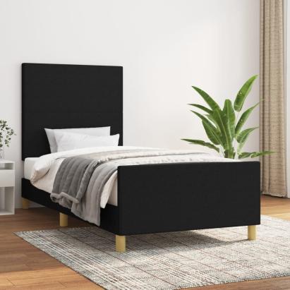 Cadru de pat cu tăblie, negru, 100x200 cm, textil GartenMobel Dekor