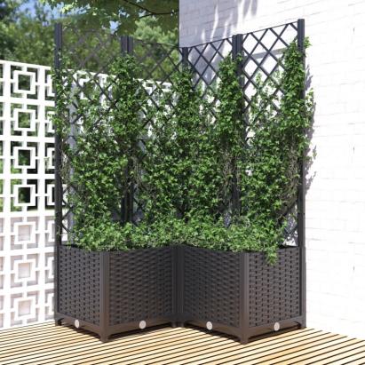 Jardinieră de grădină cu spalier negru, 80x80x136 cm, PP GartenMobel Dekor