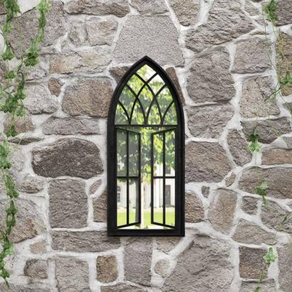 Oglindă de grădină, negru, 70x30 cm, fier, uz exterior GartenMobel Dekor