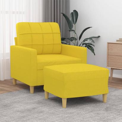 Fotoliu canapea cu taburet, galben deschis, 60 cm, textil GartenMobel Dekor