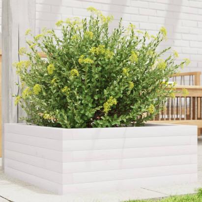 Jardinieră de grădină, alb, 60x60x23 cm, lemn masiv de pin GartenMobel Dekor