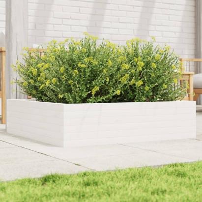 Jardinieră de grădină, alb, 90x90x23 cm, lemn masiv de pin GartenMobel Dekor
