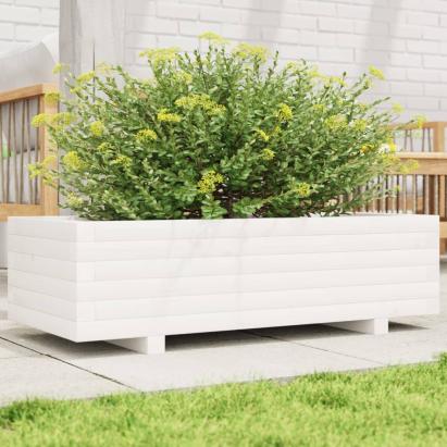 Jardinieră de grădină, alb, 90x40x26,5 cm, lemn masiv de pin GartenMobel Dekor