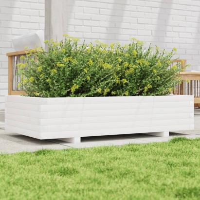 Jardinieră de grădină, alb, 110x60x26,5 cm, lemn masiv de pin GartenMobel Dekor