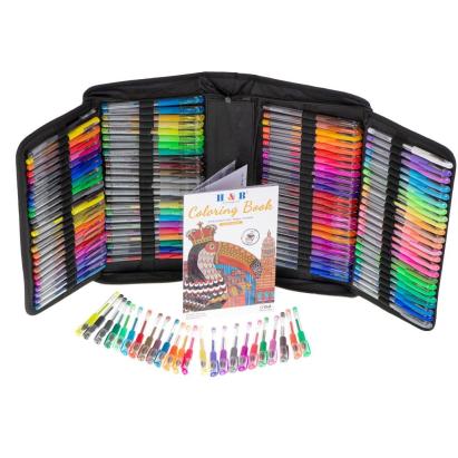 Set 242 piese, Pixuri cu gel multicolor + Rezerve + Carte de colorat + Penar FAVLine Selection