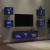 Unități de perete TV cu LED-uri, 7 piese, stejar fumuriu, lemn GartenMobel Dekor