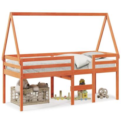 Pat înalt cu acoperiș, maro ceruit, 75x190 cm, lemn masiv pin GartenMobel Dekor