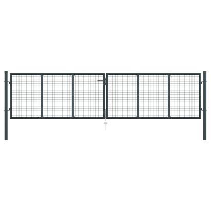 Poartă de grădină din plasă, gri, 400 x 125 cm, oțel galvanizat GartenMobel Dekor