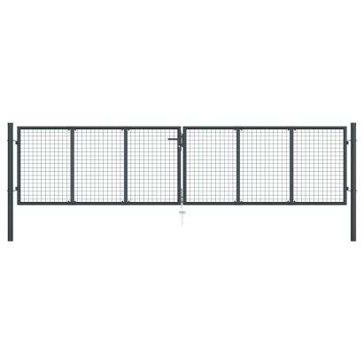 Poartă de grădină din plasă, gri, 400 x 150 cm, oțel galvanizat GartenMobel Dekor
