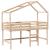 Pat etajat cu scară și acoperiș, alb, 90x200 cm, lemn masiv pin GartenMobel Dekor