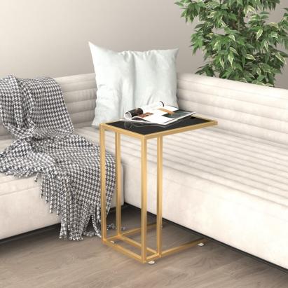 Masă laterală calculator negru 50x35x65 cm sticlă transparentă GartenMobel Dekor