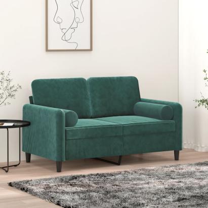 Perne decorative, 2 buc., verde închis, Ø15x50 cm, catifea GartenMobel Dekor