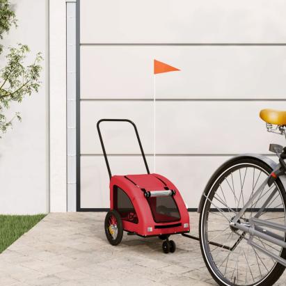Remorcă de bicicletă animale companie, roșu, textil oxford/fier GartenMobel Dekor
