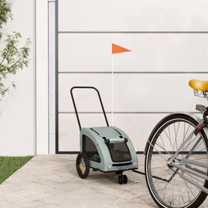 Remorcă de bicicletă animale companie, gri, textil oxford/fier GartenMobel Dekor