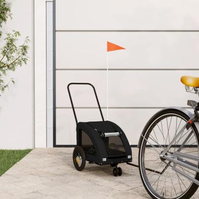 Remorcă bicicletă animale companie, negru, textil oxford/fier GartenMobel Dekor