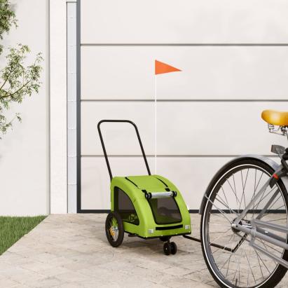 Remorcă de bicicletă animale companie, verde textil oxford/fier GartenMobel Dekor