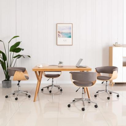 Scaune de bucătărie pivotante, 4 buc., gri taupe, textil GartenMobel Dekor