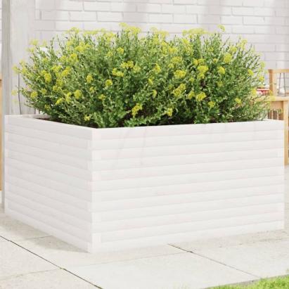 Jardinieră de grădină, alb, 90x90x46 cm, lemn masiv de pin GartenMobel Dekor