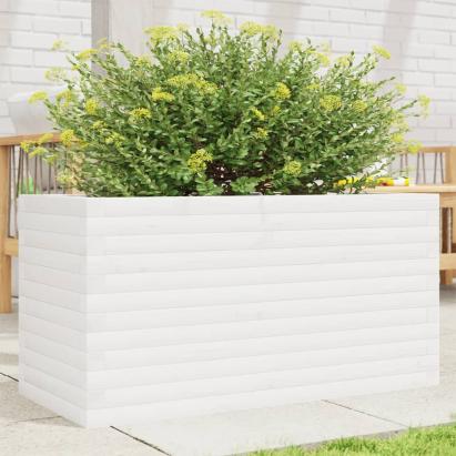 Jardinieră de grădină, alb, 90x40x46 cm, lemn masiv de pin GartenMobel Dekor