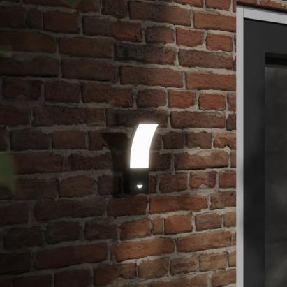 Lămpi exterioare de perete cu LED/senzor 2 buc. negru aluminiu GartenMobel Dekor