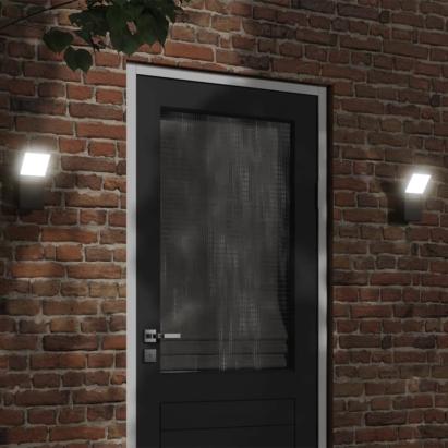 Lămpi exterioare de perete cu LED 2 buc. negru, aluminiu turnat GartenMobel Dekor