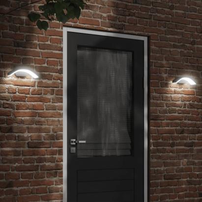 Lămpi exterioare de perete cu LED 2 buc. negru, aluminiu turnat GartenMobel Dekor
