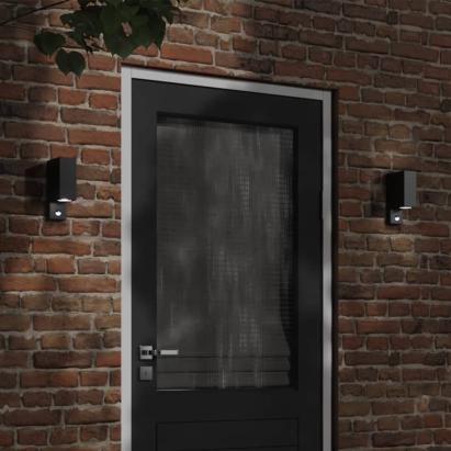 Lămpi exterioare de perete senzori 2 buc. negru aluminiu turnat GartenMobel Dekor