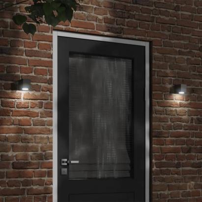 Lămpi exterioare de perete cu LED 2 buc. negru, aluminiu turnat GartenMobel Dekor