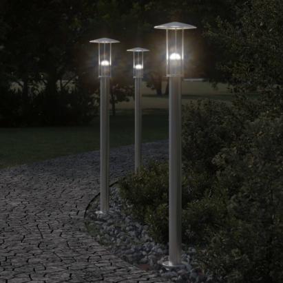 Lămpi exterioare de podea 3 buc argintiu 100 cm oțel inoxidabil GartenMobel Dekor