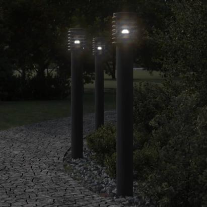 Lămpi de podea de exterior 3 buc. negru 110 cm oțel inoxidabil GartenMobel Dekor