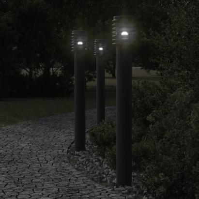 Lămpi de podea de exterior 3 buc negru 110 cm oțel inoxidabil GartenMobel Dekor