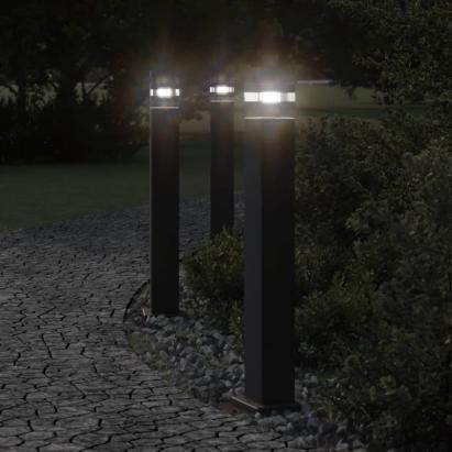 Lămpi de podea de exterior, 3 buc., negru, 80 cm, aluminiu GartenMobel Dekor