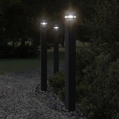 Lampă exterioară de podea cu senzor, negru, 110 cm, aluminiu GartenMobel Dekor