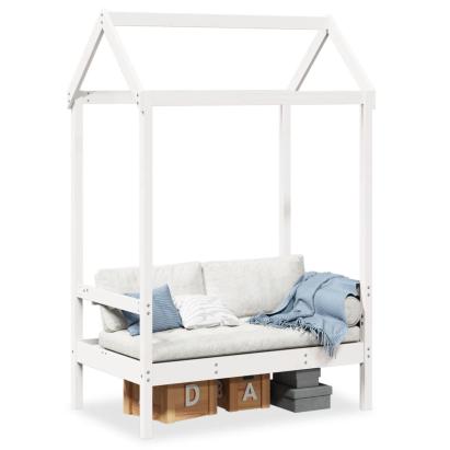 Banchetă cu acoperiș, alb, 117,5x70x176,5 cm, lemn masiv pin GartenMobel Dekor
