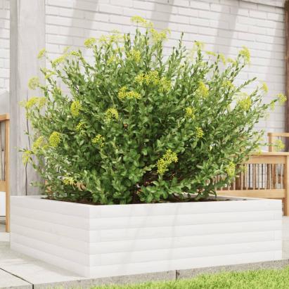 Jardinieră de grădină, alb, 80x80x23 cm, lemn masiv de pin GartenMobel Dekor