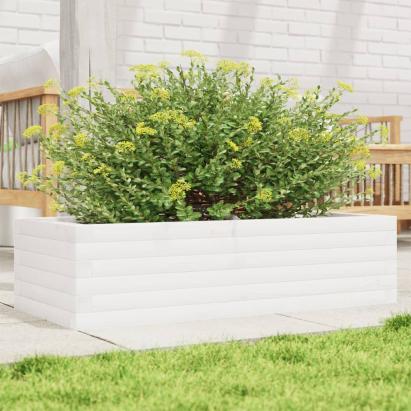 Jardinieră de grădină, alb, 90x40x23 cm, lemn masiv de pin GartenMobel Dekor