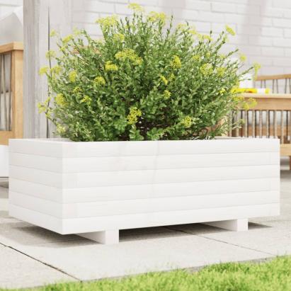 Jardinieră de grădină, alb, 70x40x26,5 cm, lemn masiv de pin GartenMobel Dekor