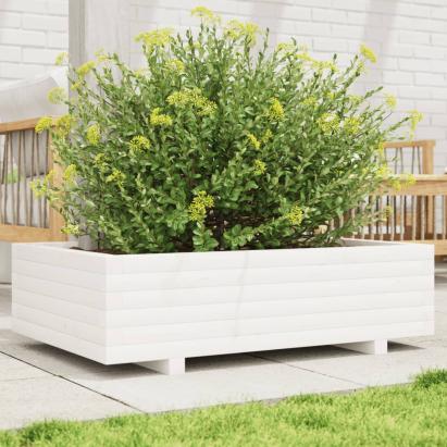 Jardinieră de grădină, alb, 90x60x26,5 cm, lemn masiv de pin GartenMobel Dekor