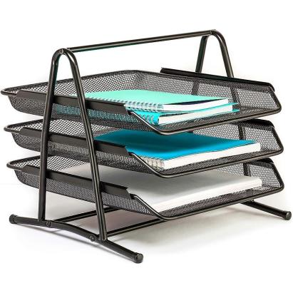 Suport documente etajat, 3 tavite plasa metalica, 30x28x26 cm MultiMark GlobalProd