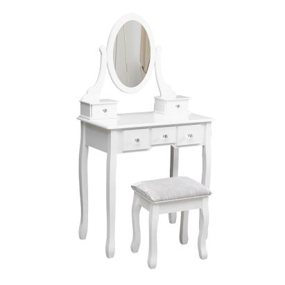 Set masa de toaleta 140x80x40 cm, oglinda si scaun incluse, 5 sertare MultiMark GlobalProd