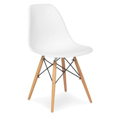 Scaun stil scandinav, pentru bucatarie si dining, alb, picioare lemn natur MultiMark GlobalProd
